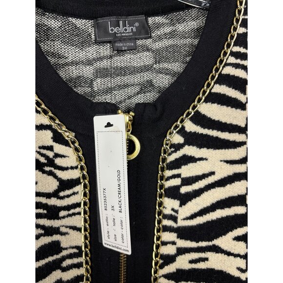 Belldini Plus Size Black Label Women's Zebra Jacquard Sweater Jacket 3X NWT's - Picture 6 of 8